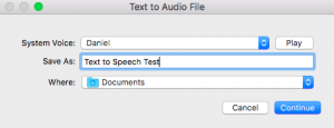 record text to speech mac