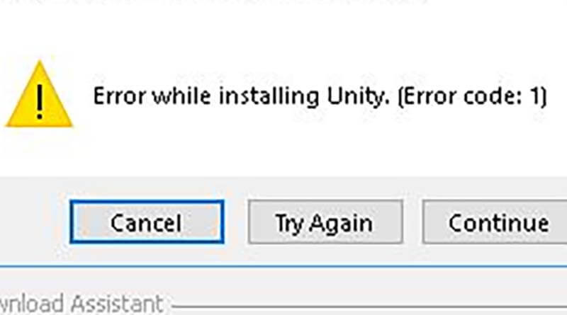 error while installing unity