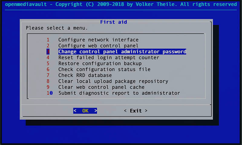 OpenMediaVault Change Admin Password