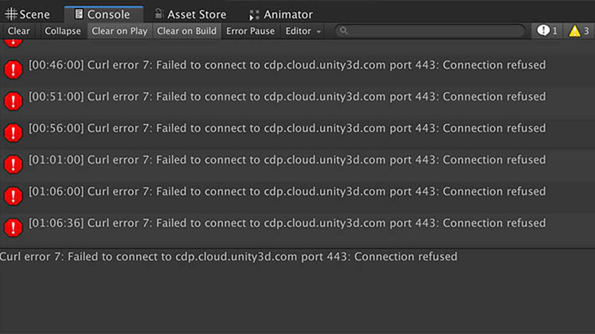 unity curl error 7